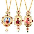 RisingMoon Latest Russian Double Plated Greek Orthodox Church Mass Bishop Mary and Jesus Pectoral Cross Necklace
