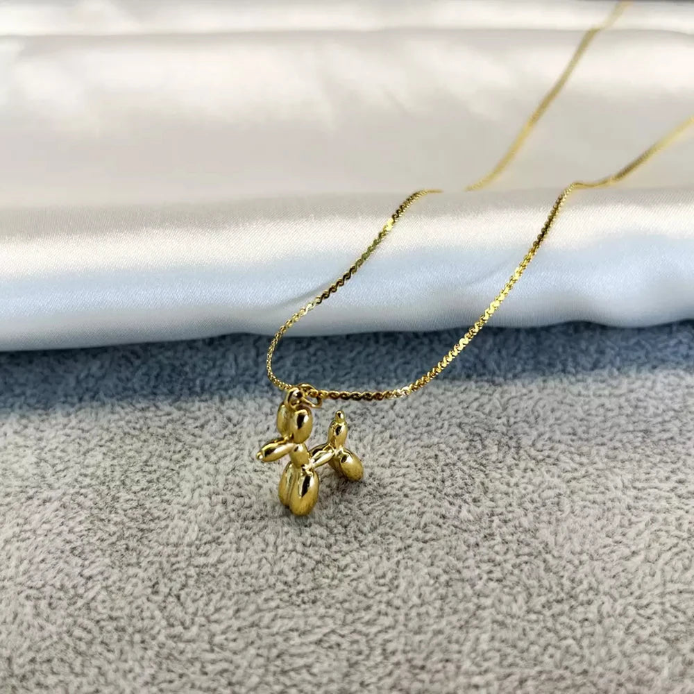 Trendy Jewelry for Pet Dogs Design 18k Gold Plated Balloon Dog Necklaces Jewelry  Personality Gifts Stainless Steel