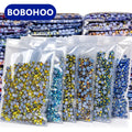 BOBOHOO 2088 Round Flatback Rhinestones 16 Cuts Hot Fix Glass Glue Bottom Available in AB Colors for Nail Art Bags Bra Chain