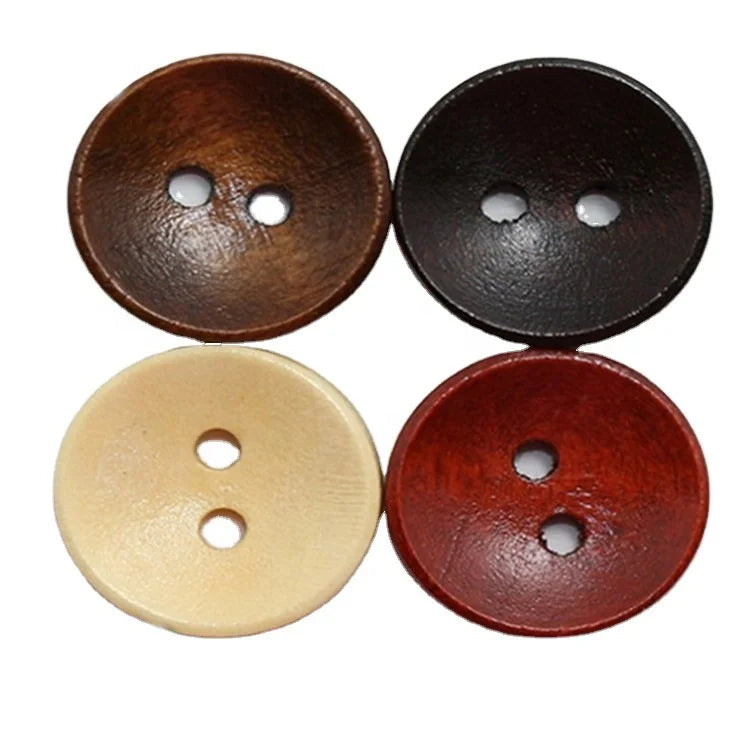 Wholesale Round Button Double Hole Bowl Shape Button 2 Holes Wooden Button for Clothings Crafts
