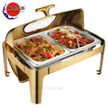 OEM 2 Pans Stainless Steel Food Warmer Double Pans 9L Chafing Dish Buffet Rotating Chafing Dish