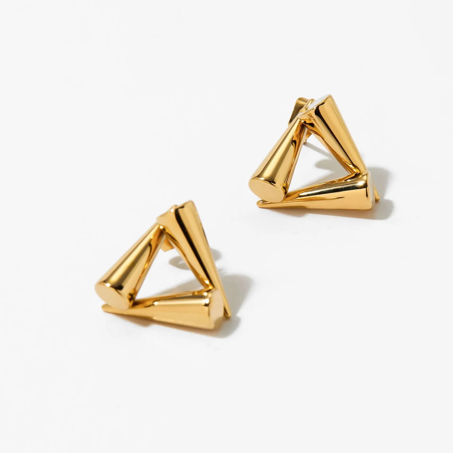 N&S Best Selling 2025 Women's Triangle Cone Earrings Exquisite Artistic Stainless Steel Wholesale Small New Year Gift