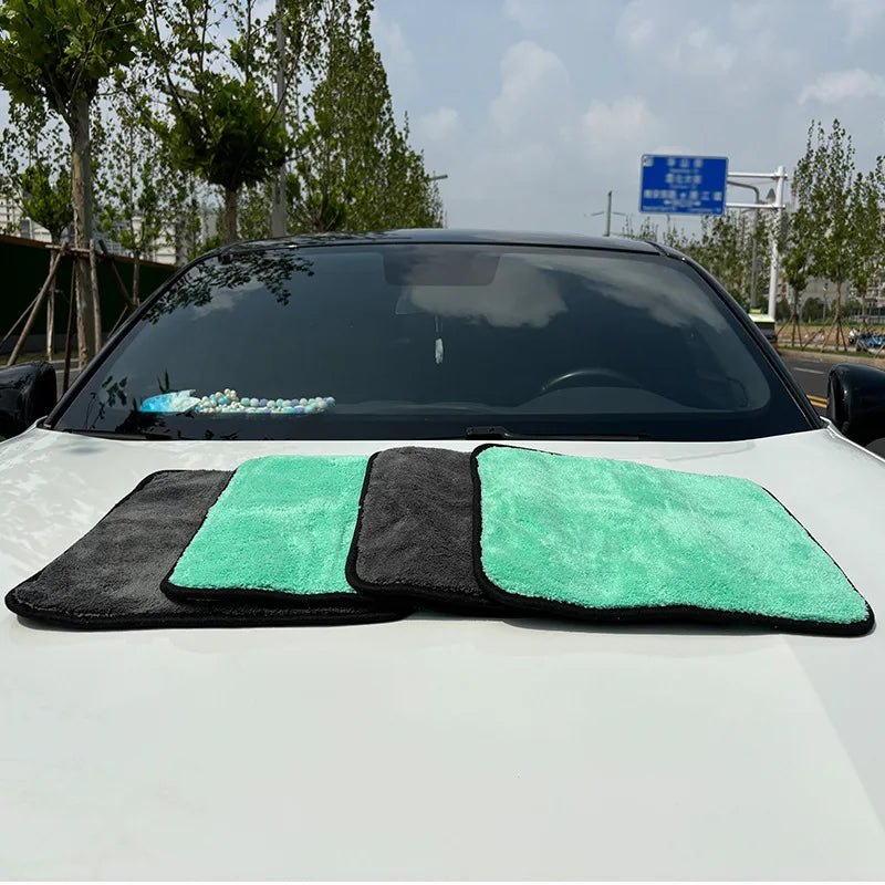 1200Gsm Double-Sided Microfiber Coral Velvet Car Wipes Thickened Daily Towel for Car Wash Two-Color Water-Absorbent Car Care