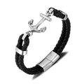 New Arrive Stainless Steel Anchor Fiber Synthetic Leather Bracelet Versatile Magnetic Clasp Braided Leather Mens Bracelets