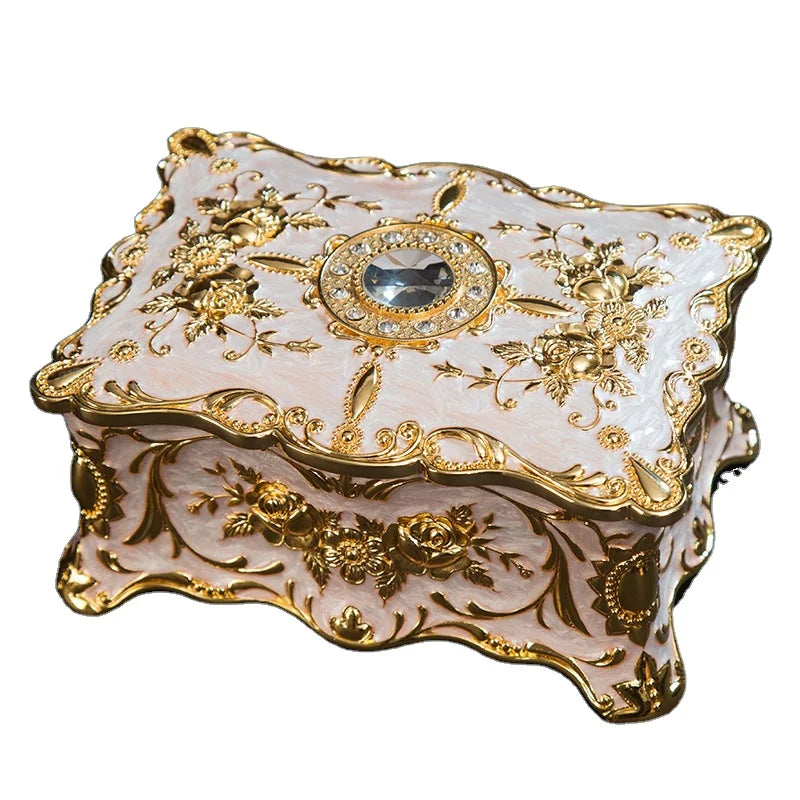 European Enamel Color Zinc Alloy Storage Ring Earring Jewelry Treasure Box Glue Dropping Home Decoration Wedding Gift