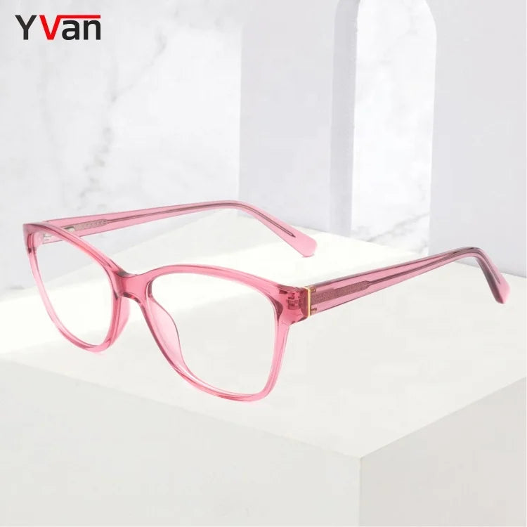 Latest Model Pink Cat Eye Small Eyeglass Frames Acetate Optical Glasses for Women Solid Pattern