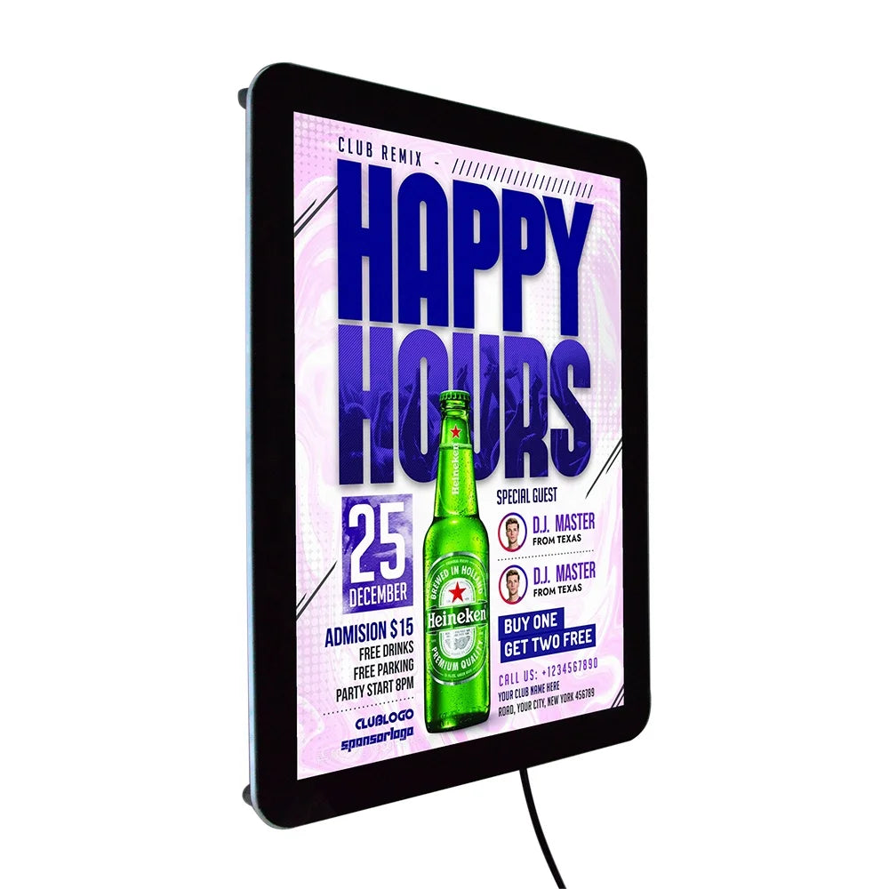 A4 Takeaway Fast Food Backlit Acrylic Wall-Mounted Super Bright LED Digital Advertising Display Remote Control Restaurant Menu
