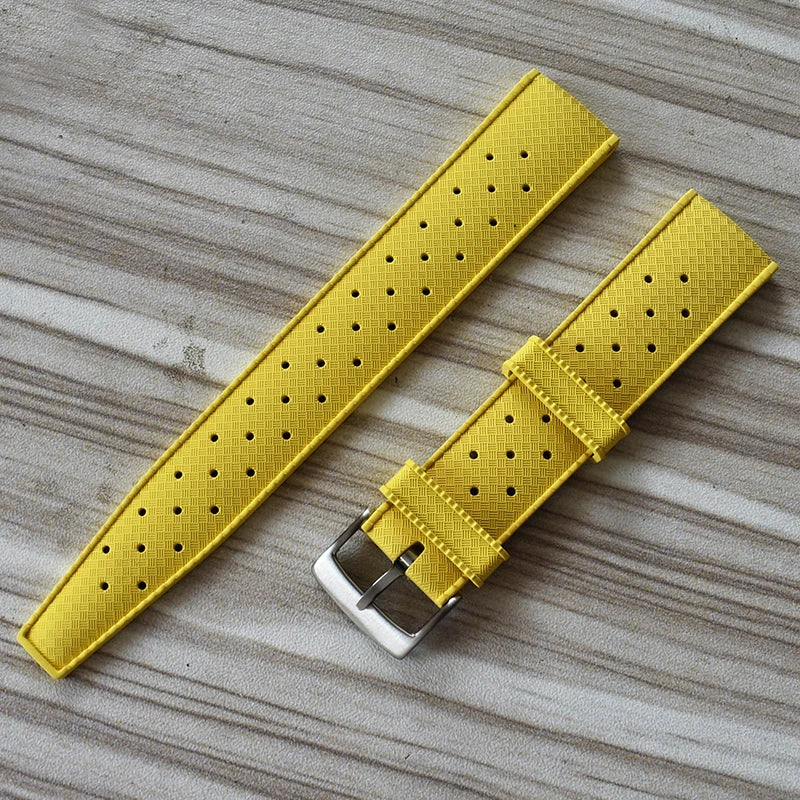 Onthelevel Quick Release Tropical Style Fashion FKM Rubber Watch Strap 20mm 22mm 3mm Thickness 120+75mm Length Multi-color Model