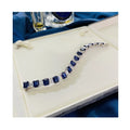 Elegant Customized Made 925  Sterling Silver Luxury Blue Sapphire Bracelet Trendy Tennis Chain Bracelet