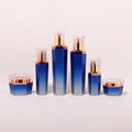 Blue Empty Cosmetics Packing Glass Bottle Skincare Lotion Cream Bottle 20 30 50 90 110 ml  Pump Glass Bottle Set