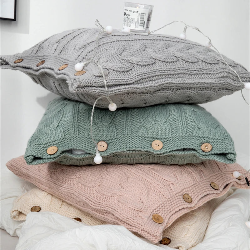 YIRUIO ML Boho Acrylic Cable Design Knitted Pillowcase Cushion Cover Sofa Decoration Comforter