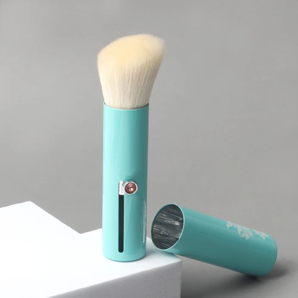 Professional Soft Angled Contour Professional Blue Portable New Arrival Travel Size Goat Hair Single Retractable Makeup Brush