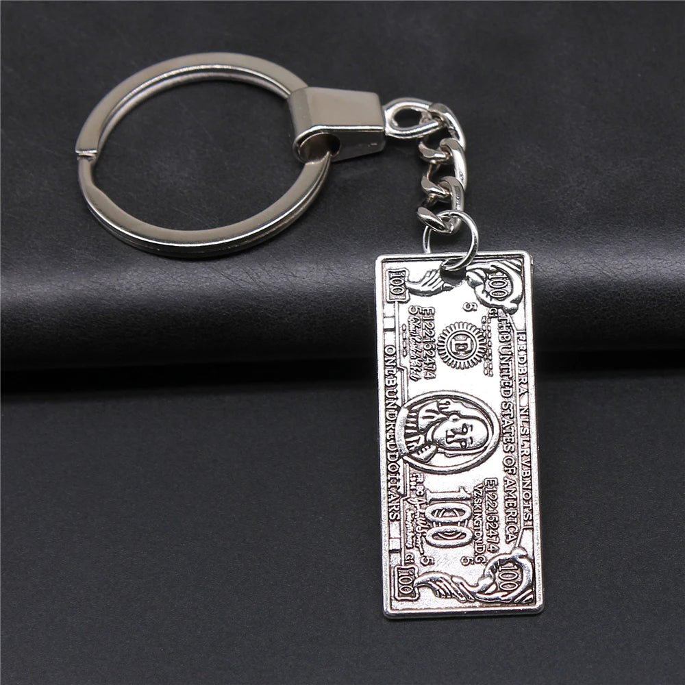 WYSIWYG 42x18mm Antique Silver Plated Zinc Alloy Money Us Dollar Key Chain Souvenirs Gift P2-ABD-C12366