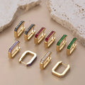 Women Accessories Jewelry Earrings Fashion Wholesale 18K Gold Plated Stainless Steel U Shape Cubic Zirconia Earrings