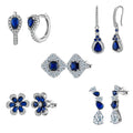 Jiangyuan Hypoallergenic Solid 925 Sterling Silver Jewelry Sapphire Cubic Zirconia Flower Cross Stud Earrings for Women