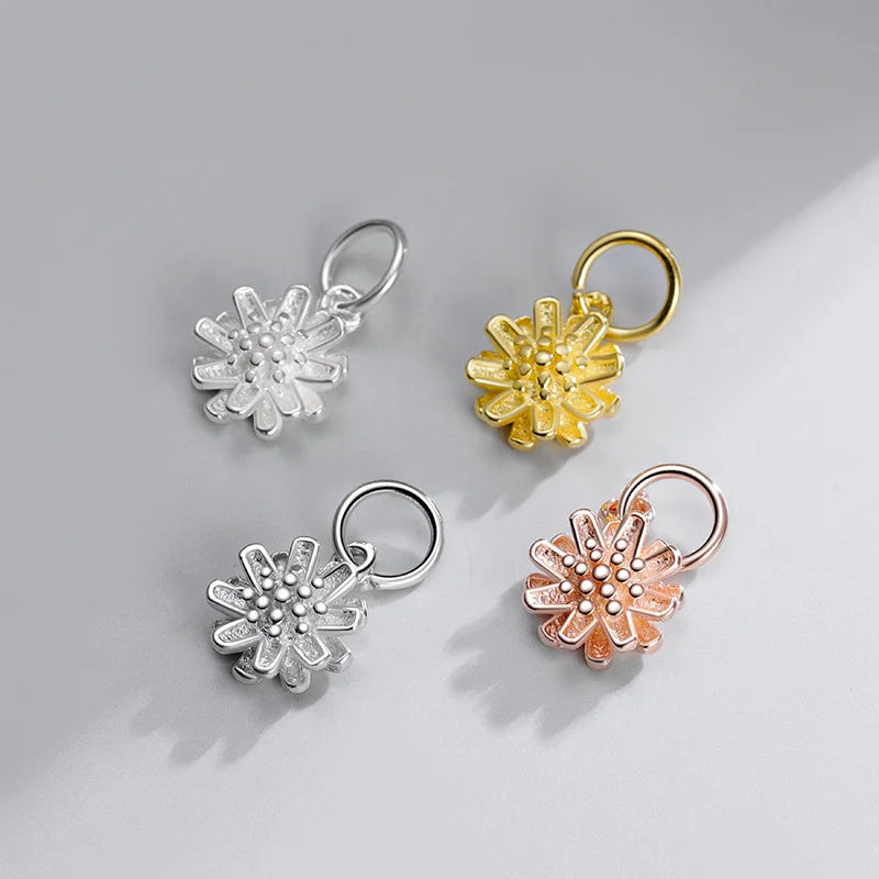 Dainty Gold Plated Daisy Flower Pendant 925 Sterling Silver Flower Bud Pendant Charm for Jewelry Making Accessories Wholesale