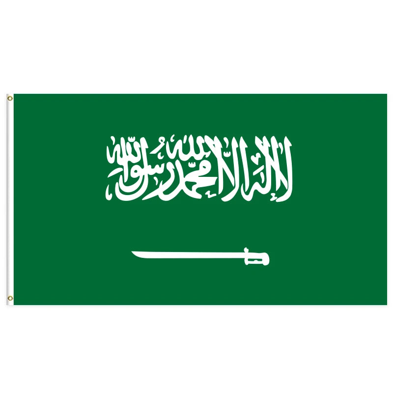 3x5Ft Saudi Arabia Flag Polyester Fabric With Two Brass Grommets Single Layer Wall Hanging Outdoor and Indoor Decor