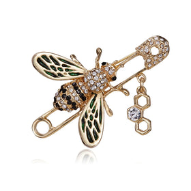 Hot Sale Brooch Pins Bee Rhinestone Painting Animal Bees Big Pins Simple Coat Cloths Decoration Brooches