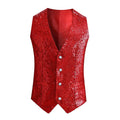 RNSHANGER Men Breathable Chinese Style Sequin Blazers Vest Glitter Suit Nightclub Dj Stage Shiny Gold Sequin Bling Party Vest
