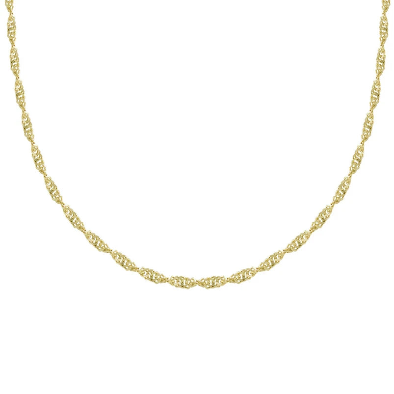 Gemnel Fashion 925 Silver Jewelry Popular Classic Singapore Wave Chain Men Necklace