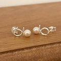 Tiny Pearl Stud Earrings 925 Sterling Silver Minimalist Dainty Studs for Women Everyday Elegant Jewelry