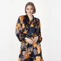 Womens Clothing Women's Dress Lady Dress Strap Butterfly Flower Waist Cinching Long Sleeved Casual Holiday Dress