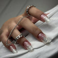 Professional 24pcs Private Label False Nails Bling Silver Foil Press on Nails Manufacturer