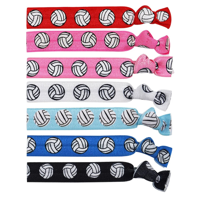 Custom Print Volleyball No Crease Ponytail Holder Hair Bands Knotted Elastic Hair Ties