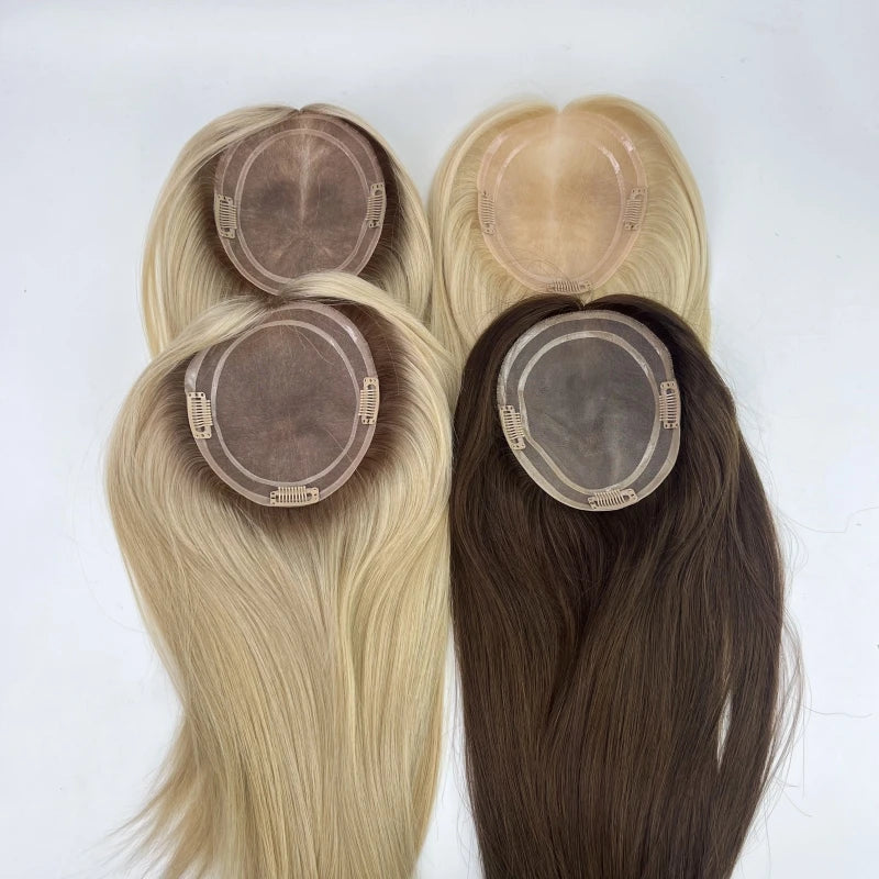 Emeda #4 Color 5*6 Inch Breathable Mono Base Hair Topper Brazilian Virgin Human Hair for Women