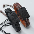New Arrival Punk Style Vintage Leather Bracelet Tiger Beaded Bracelets for Men Fashion Jewelry Geometric Shape Made Zinc Alloy