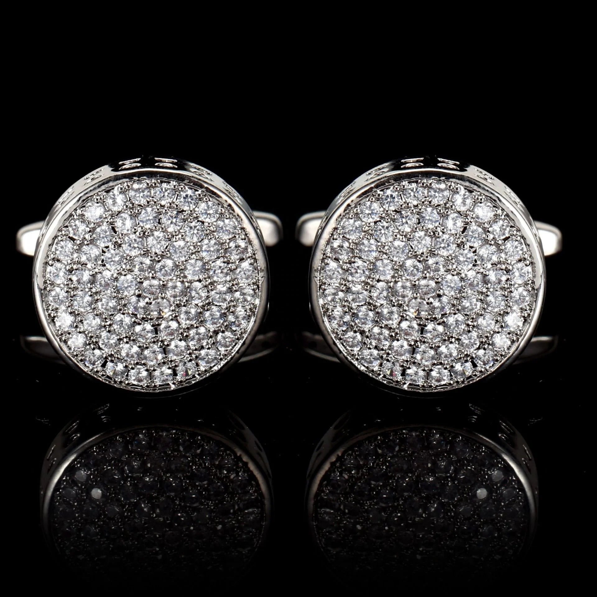 Copper Zircon Vintage Round Micro Insert Cufflinks Men's Light Luxury French Shirt Sleeve Women's Unisex