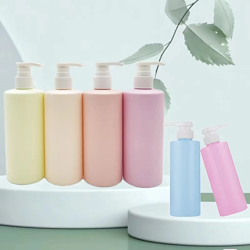 500ml Clear PET Plastic Round Cosmetic Skincare Lotion Shampoo Pump Bottle Screw Cap Non Spill Design Custom Logo GAOSI Brand