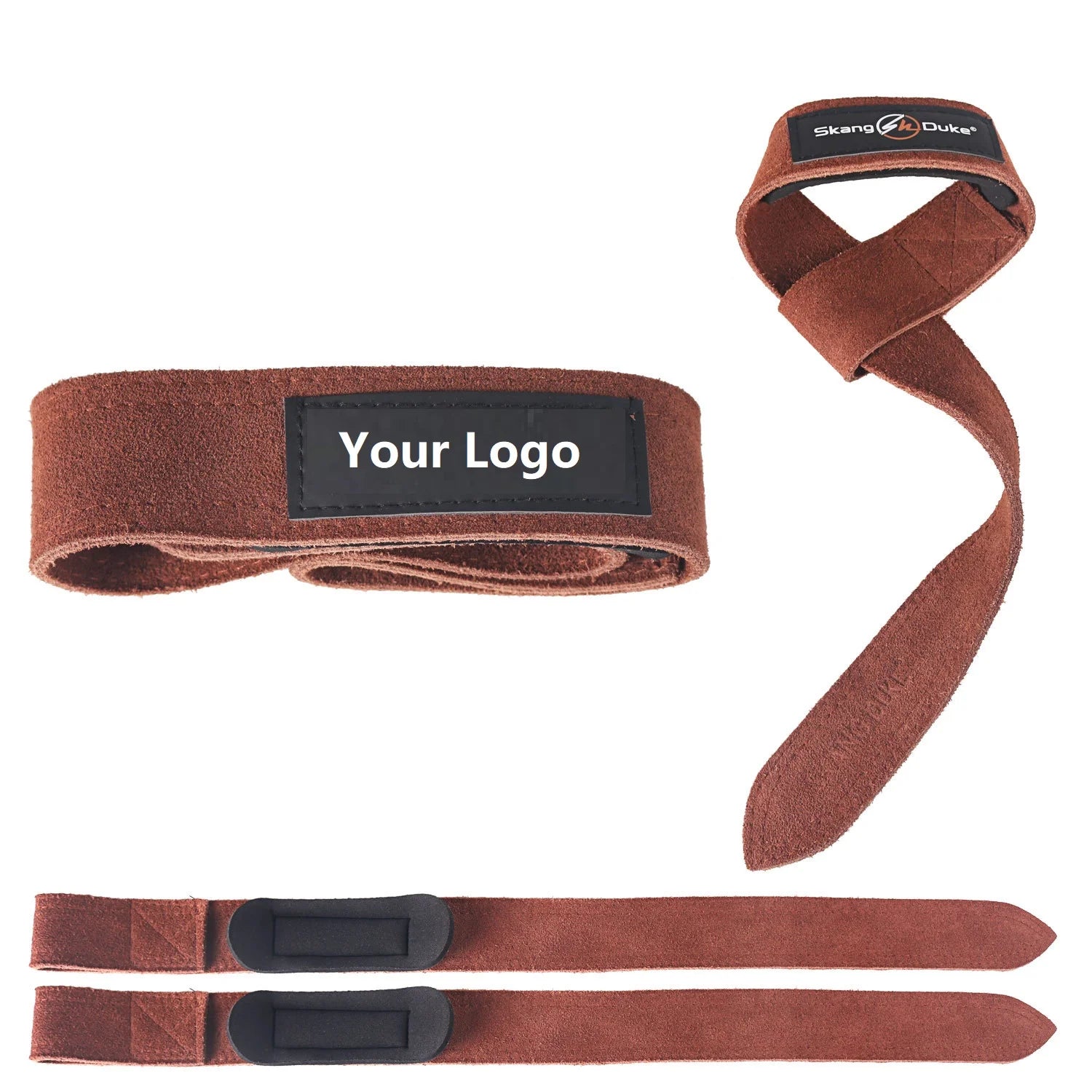 Custom Logo Leather Lifting Straps Weight Lifting Wrist for Powerlifting Heavy Workout