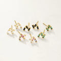 Nagosa Colorful Jewelry 18k Gold Vermeil 925 Sterling Silver baguette Cubic Zirconia Stacked Stud Earrings