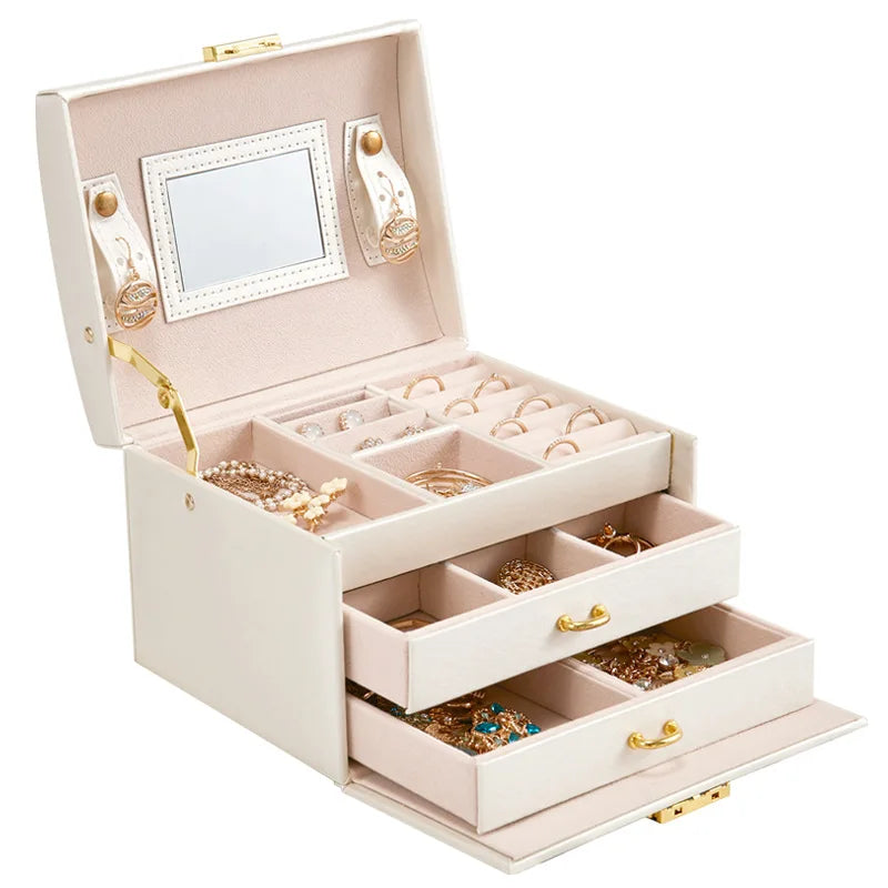 Princess Style Jewelry Box for Girls  Mirrored Jewelry Organizer for Earring Necklace Ring Watches Necklace Box Jewelryjewelry