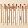 EMF Luxury Professional 15 Makeup Eyeliner Lip Liner Eyebrow Angled Flat Vegan Rose Gold Wood Handle Private Label Brushes