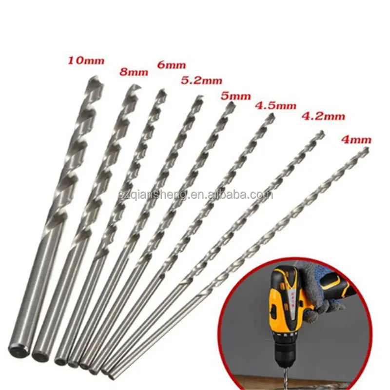 8pcs 200mm Extra Long HSS Larger Drill Bit Set Straight Shank Tool Wood Metal Drilling Tools Drill Bit