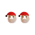 Christmas Rhinestone Earrings Gold Plated Earrings Hook Santa Shaped Hug Earrings Jewelry