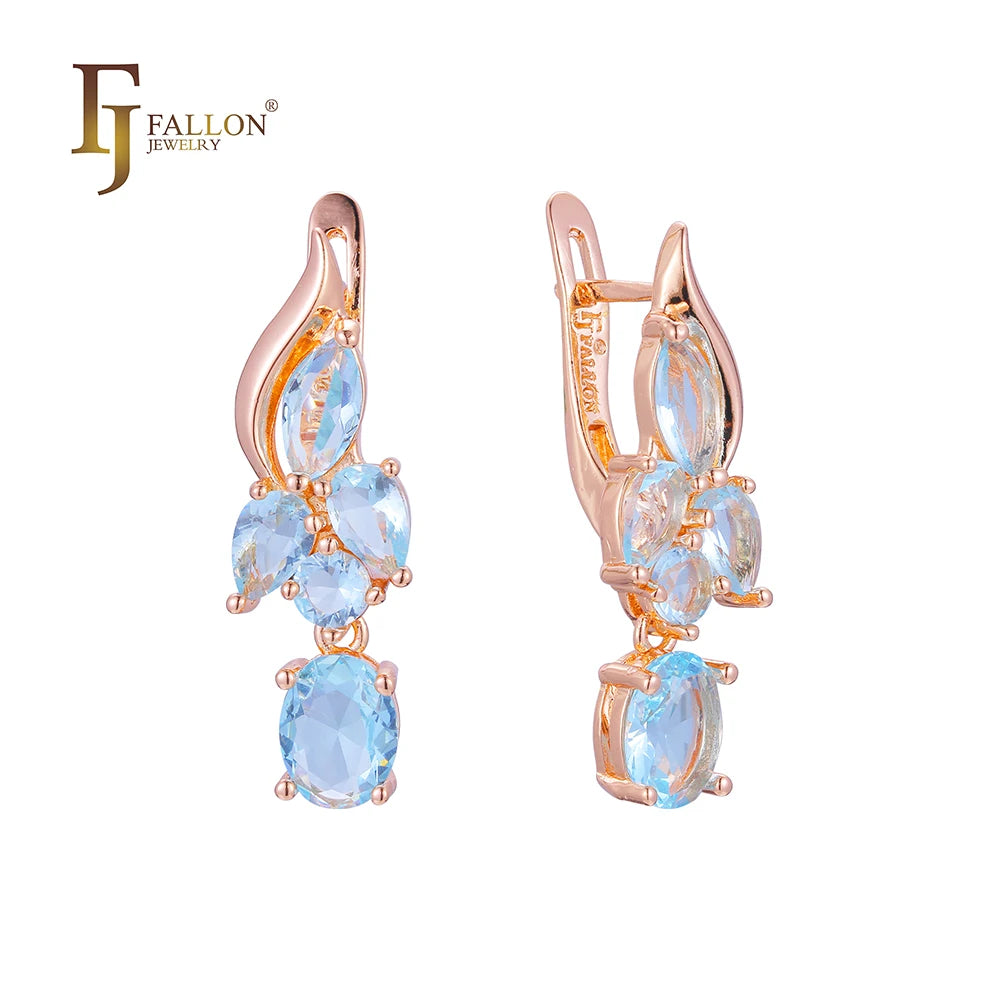 FJ Fallon Fashion Jewelry Cluster Earrings Plated in Rose Gold Brass Based