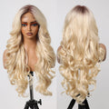 13 * 6 U Handmade Lace Wig Synthetic Future Fiber Natural Soft Wig Color Mixing High Density Dark Hair Root Blonde 613