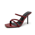BUSY GIRL HYG01 Red Heeled Sandals Women's High Heel Shoes Latest Products 2025 Fashion Rhinestone Two Strap slippers High Heels
