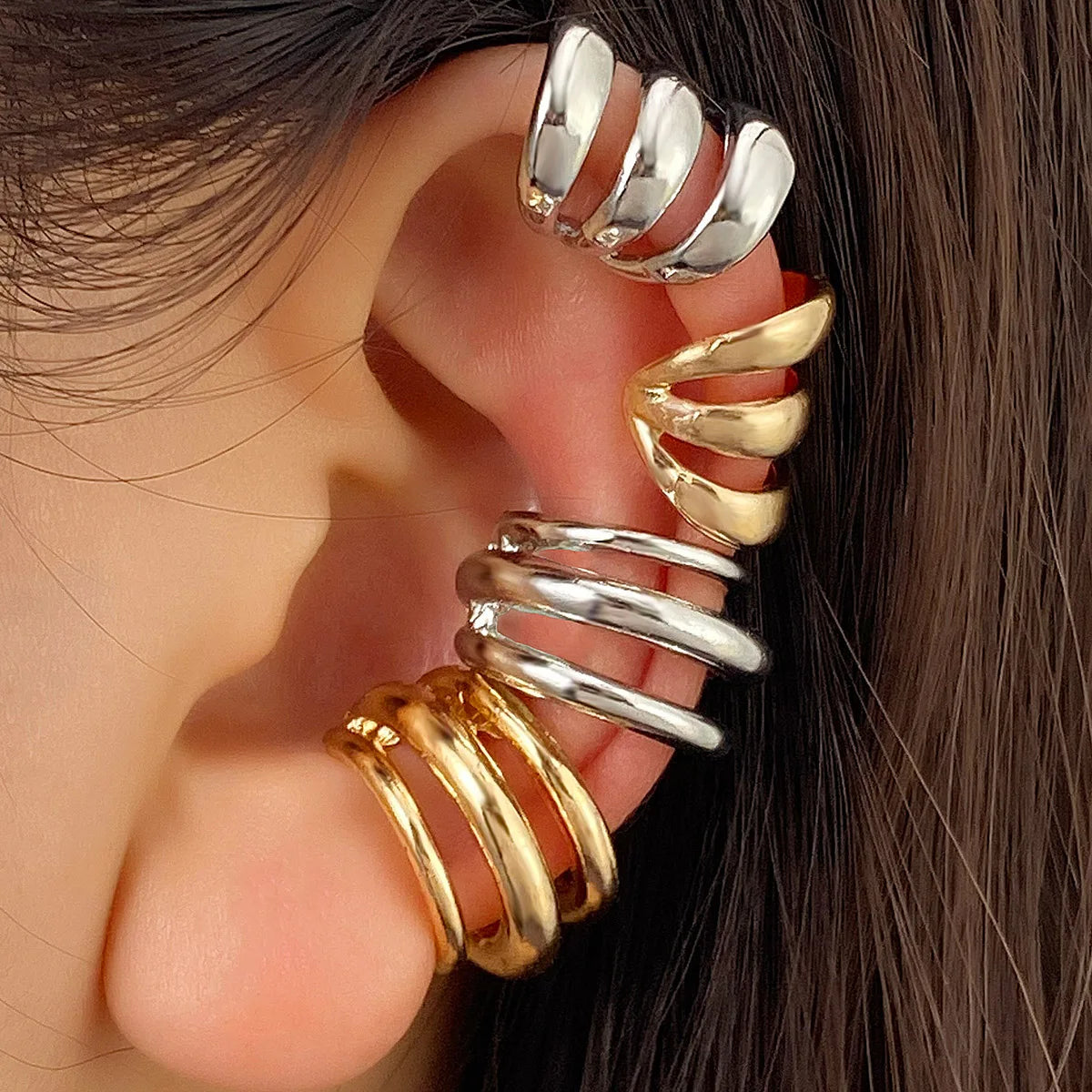 VKME NEW Multi-Layer Metal Ear Cartilage Clips Stylish Hollow-Out Ear for Trendy Accessorizing for Women Jewelry Party Gift