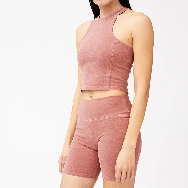 OEM Custom Fashion Bodycon Tight Thin Organic Cotton Fabric Sleeveless Basic Crop Tops Ladies Gym Tank Tops Women