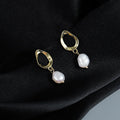 Fashion Earrings Jewelry Women 925 Sterling Silver Pearl Earrings Gold Plated Hoop Stud Earrings Jewelry Women