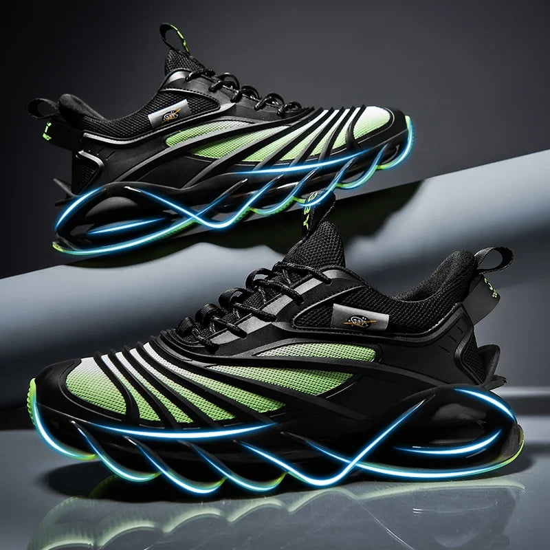 New Arrival Men's Casual Trainers Blade Sports Sneakers Black White Breathable Jogging Tennis Shoes TPU for Winter Spring