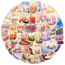 50pcs Candle Aromatherapy Stickers Candle Stickers Suitable for Laptop Travel Case Notebook Phone Car Scrapbook Water Bottle