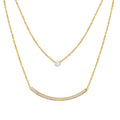 Fashion Personality Double Layer Smile Zircon Necklace Wholesale Stainless Steel Necklace