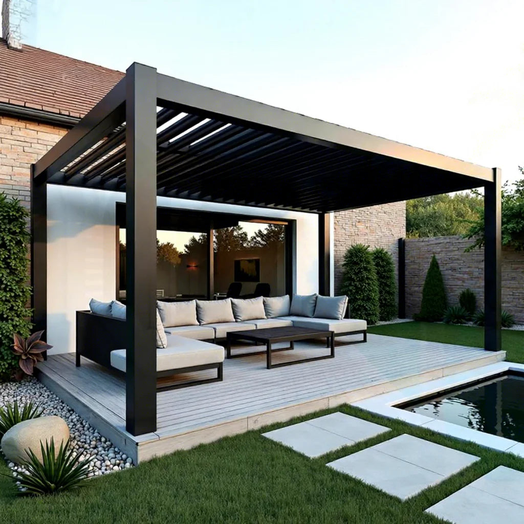 Factory Wholesale Modern Outdoor Aluminum Alloy 3X3 3X4 4X4 6X4M with Zip Screen Garden Sets Patio Yard Louvered Roof Pergola