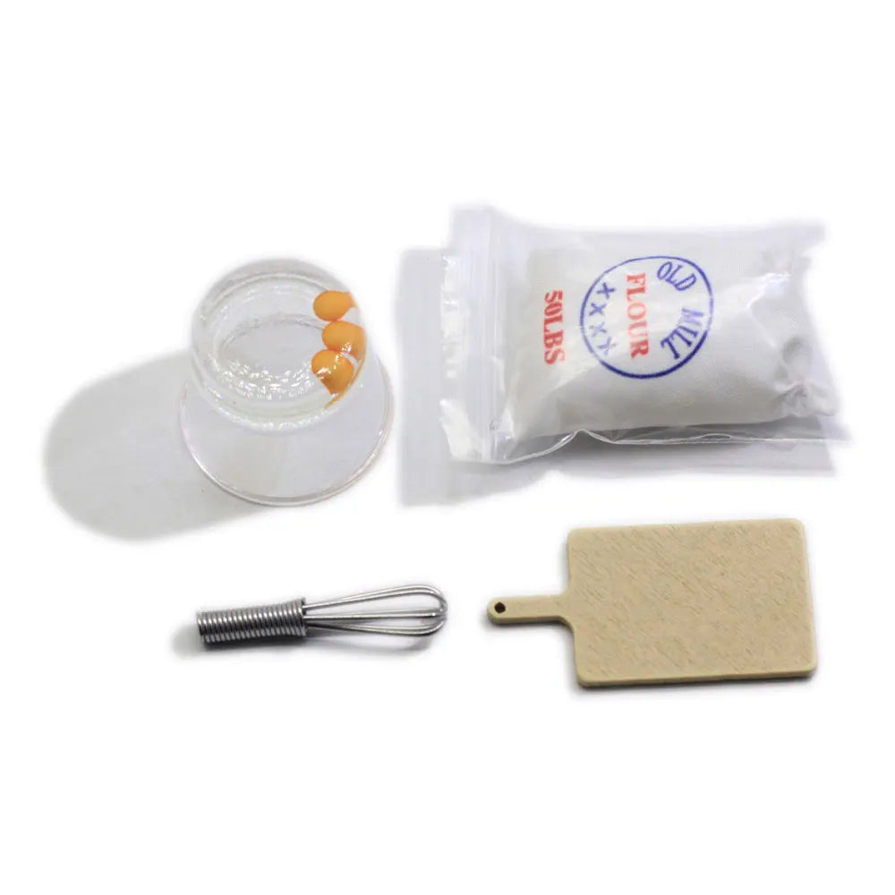 Kawaii Mini Loose Beads 3D Flour Wooden Board Egg Whisk Rolling Pin Dollhouse for Kids DIY Toys Beads