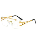 2023 Customize Fashion Vintage Rimless Shades Men Square Metal Frame Sunglasses Custom Logo Women's Metal Mirror Sun Glasses